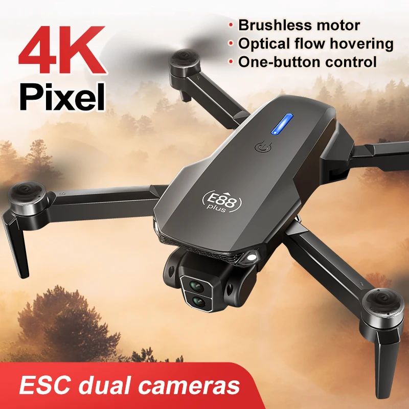 New E88 Plus Quadcopter Drone: - Drone Gimbal Brushless ulasan dan harga