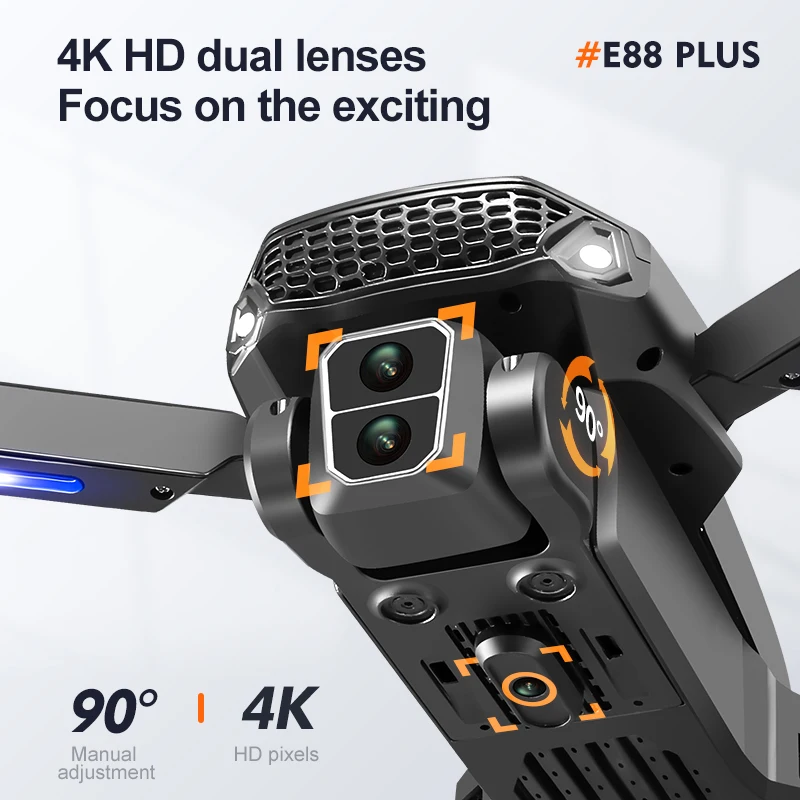 New E88 Plus Quadcopter Drone: - Drone Gimbal Brushless ulasan dan harga